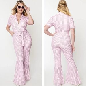 NWT Unique Vintage 70s Chevron Printed Jumpsuit
